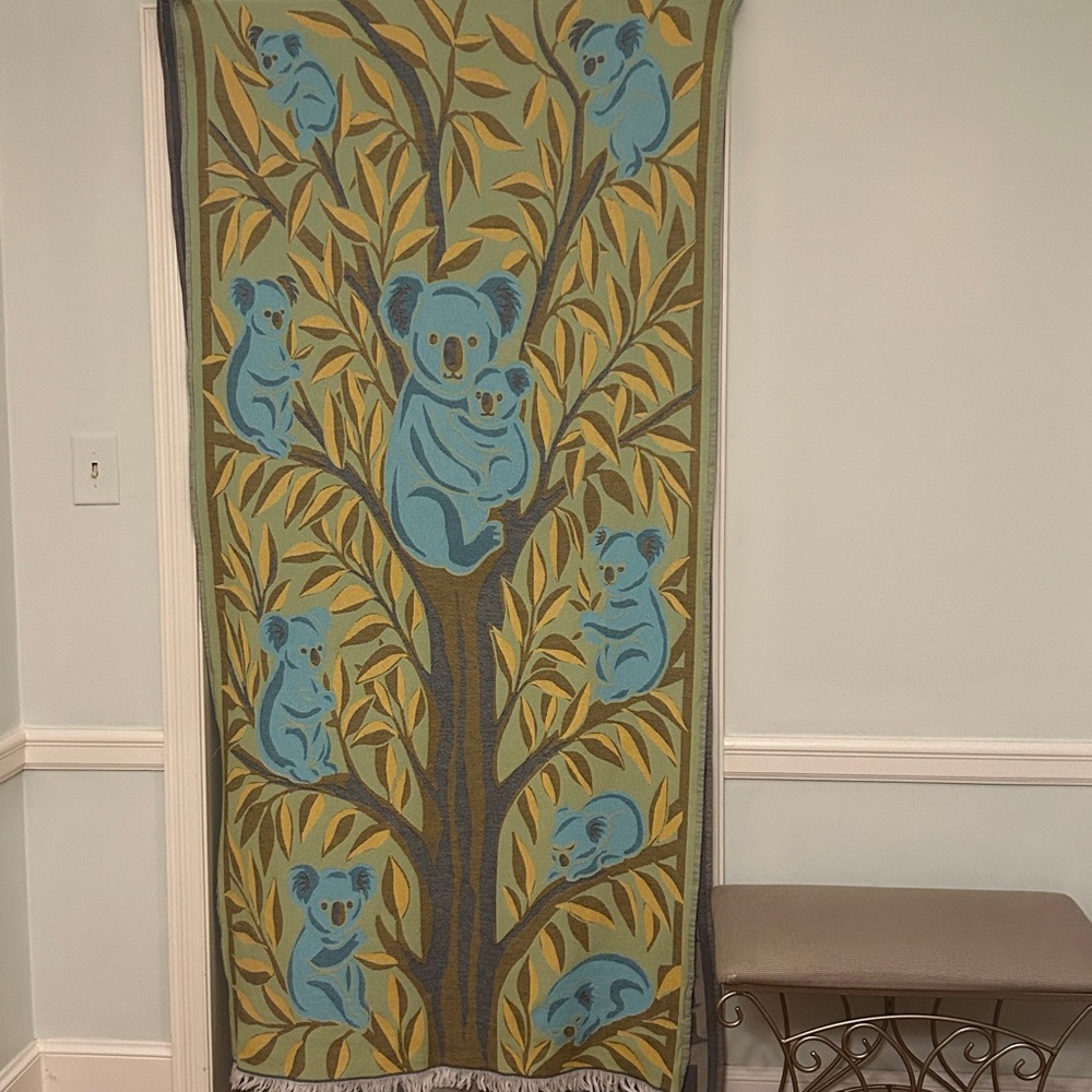 KOALA Heirloom Collection Yellow + Blue Hand Crafted Loom Weave New Original 84"